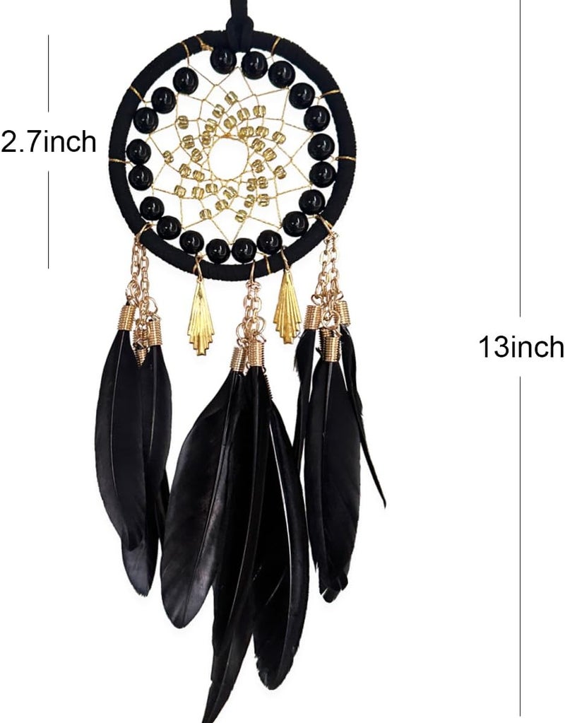 Awlee Black Dream Catcher for Cars Rear View Mirror Hanging Decor Handmade Feather Small Car Charms Pendant Gift - Image 2