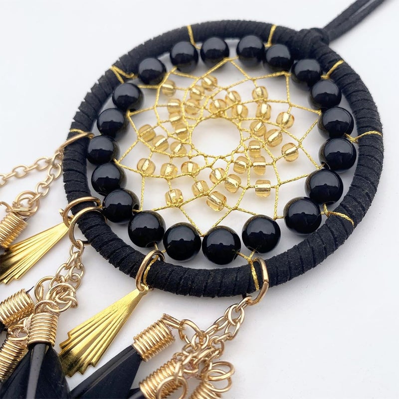 Awlee Black Dream Catcher for Cars Rear View Mirror Hanging Decor Handmade Feather Small Car Charms Pendant Gift - Image 3