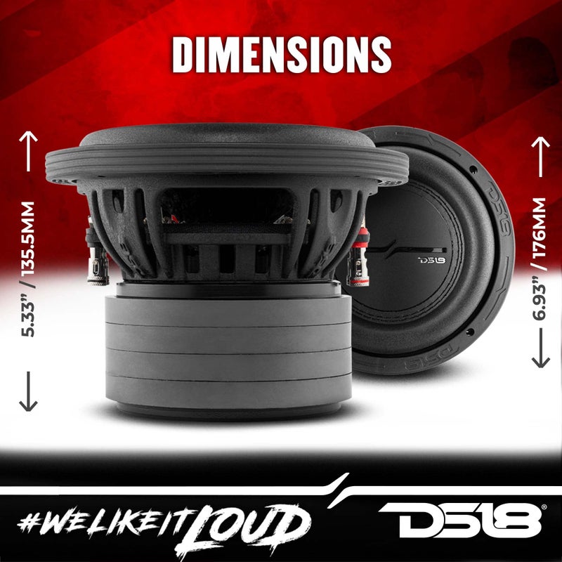 DS18 ZXI6.4D 6.5" High Excursion Car Audio Subwoofer 600W Watts Dual Voice Coil 4-Ohm 4 Magnets (1 Speaker), Black - Image 4