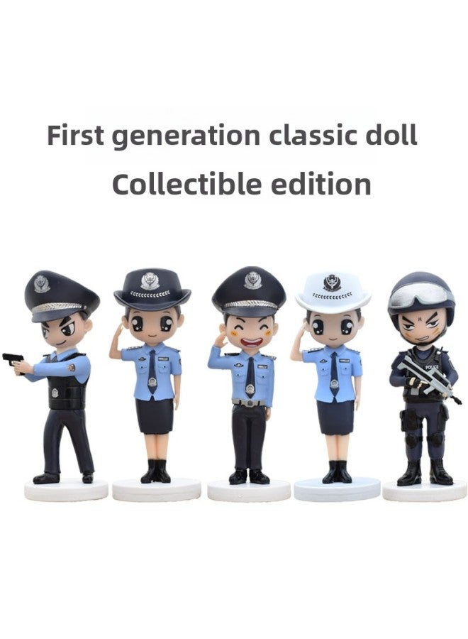 Police Doll Doll Special Police Police Car Ornaments Cartoon Police Handmade Doll Keychain Cake Decoration-Color:ZK1d-Police Set Of 5 (No Male Traffic Police) - Image 1