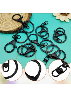 Oubaka 30Pcs Lobster Claw Clasps Keychain For Jewelry Making,Metal Lobster Clasp Swivel Trigger Clips With Swivel Clasps Hook Clips Flat Split Keychain Ring For Diy Craft Jewelry Making(Black)  - Image 3
