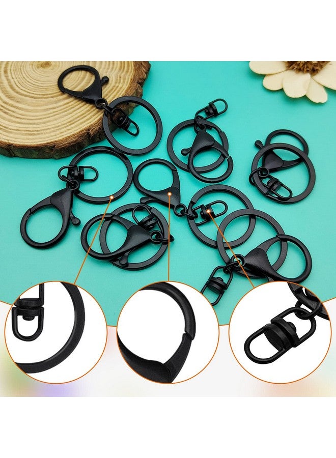 Oubaka 30Pcs Lobster Claw Clasps Keychain For Jewelry Making,Metal Lobster Clasp Swivel Trigger Clips With Swivel Clasps Hook Clips Flat Split Keychain Ring For Diy Craft Jewelry Making(Black) - Image 3
