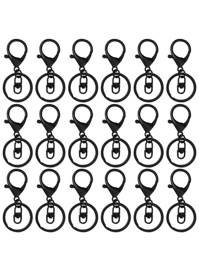 Oubaka 30Pcs Lobster Claw Clasps Keychain For Jewelry Making,Metal Lobster Clasp Swivel Trigger Clips With Swivel Clasps Hook Clips Flat Split Keychain Ring For Diy Craft Jewelry Making(Black) - Image 1
