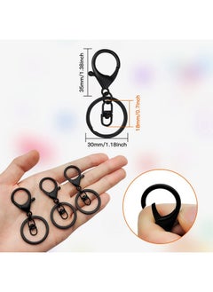 Oubaka 30Pcs Lobster Claw Clasps Keychain For Jewelry Making,Metal Lobster Clasp Swivel Trigger Clips With Swivel Clasps Hook Clips Flat Split Keychain Ring For Diy Craft Jewelry Making(Black)  - Image 4