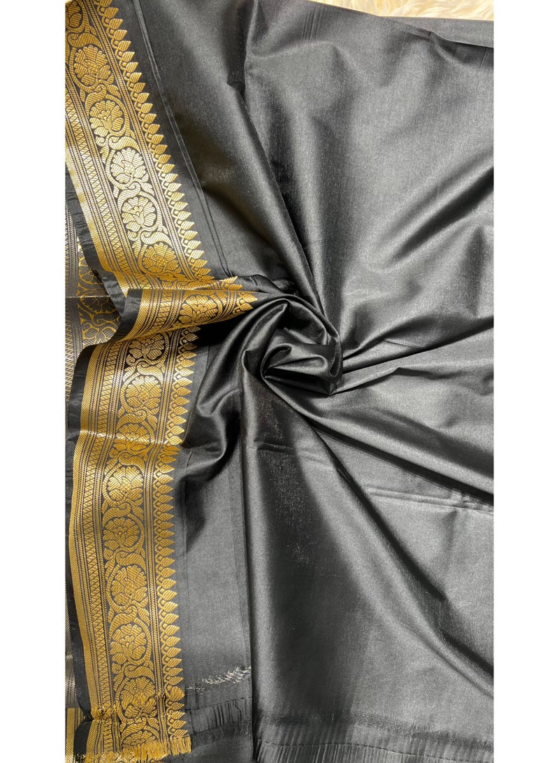 Celebrity Inspired Banarasi Semi Katan Silk Saree with Chand Tara Zari Work & Rich Pallu | Wedding & Reception Saree for Women | UAE - Image 2