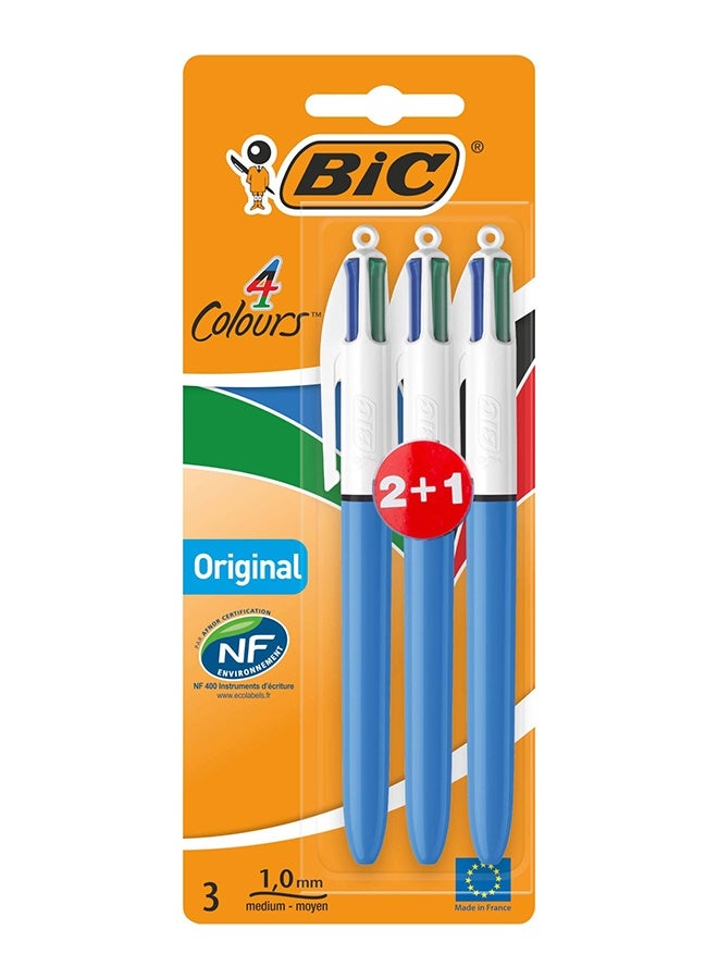 بيك أقلام حبر جاف أصلية قابلة للسحب من بيك، 4 ألوان، مثالية للمدرسة، رأس متوسط ​​(1.0 مم)، متعددة الألوان، عبوة من 3 قطع - Image 2