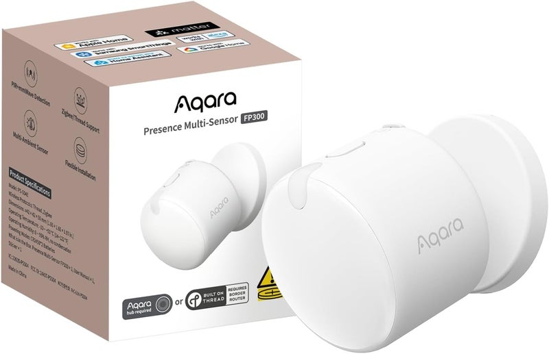 أكارا مستشعر التواجد Aqara FP300 اللاسلكي 5 في 1 للحركة مع تقنية mmWave و PIR والضوء ودرجة الحرارة والرطوبة، ويدعم Thread و Zigbee، ويعمل مع HomeKit و Home Assistant و Alexa و Google Home - Image 1
