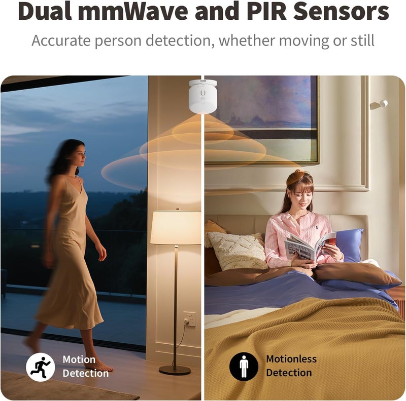 أكارا مستشعر التواجد Aqara FP300 اللاسلكي 5 في 1 للحركة مع تقنية mmWave و PIR والضوء ودرجة الحرارة والرطوبة، ويدعم Thread و Zigbee، ويعمل مع HomeKit و Home Assistant و Alexa و Google Home - Image 3