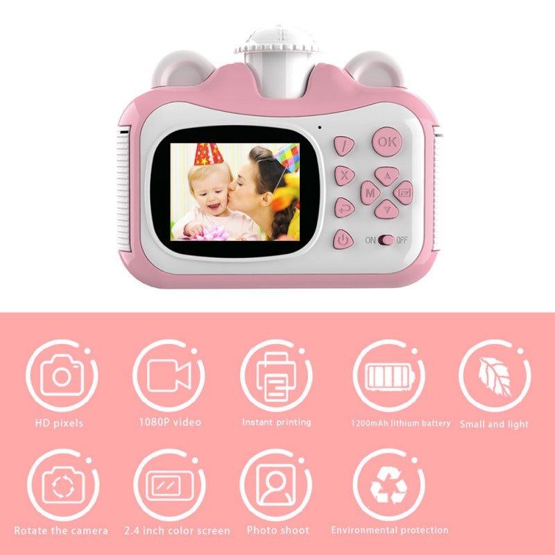 Instant Print Camera: 2.4-Inch Screen 180 Degree Rotating Camera - 1080P Video Thermal Paper Printing Educational Toy for Children Creative Play & Imagination Development - Image 3