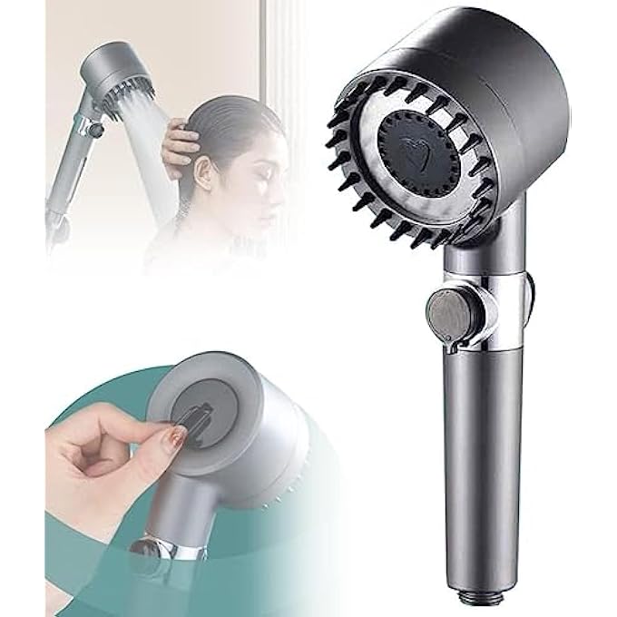German Multifunctional Massage Shower Massage and Skin Beauty Multifunctional Shower Handheld Shower Head Set High Pressure Shower Head High Flow Hand Held Showerhead Gray - Image 2