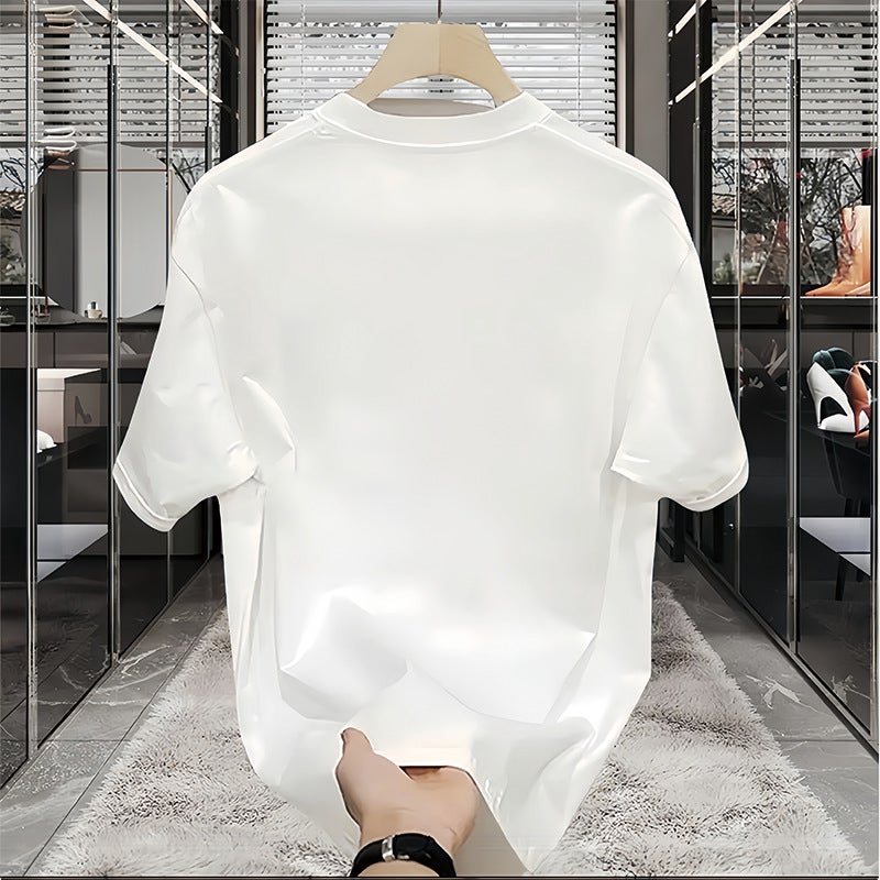 Summer Novelty Print Tee Mens American Casual Shirt White  - Image 3