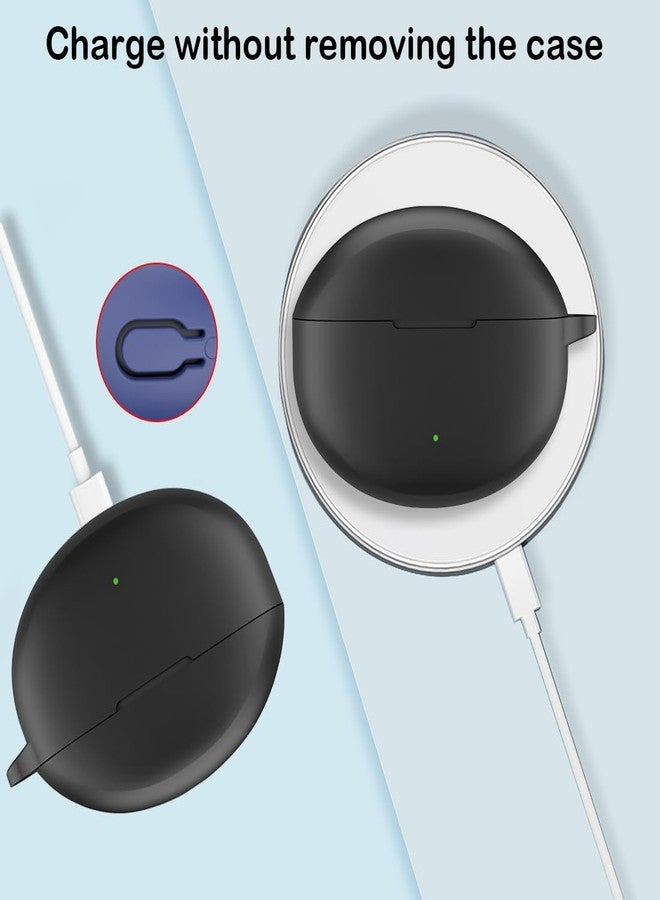 USTIYA حافظة USTIYA لسماعات Oppo Enco Air 4/4 Pro وسماعات OnePlus Nord Buds 3 Pro اللاسلكية غطاء حماية كامل الجسم من السيليكون الناعم مع سلسلة مفاتيح ملحقات سماعات الرأس فندا كارساسا (أسود) - Image 2