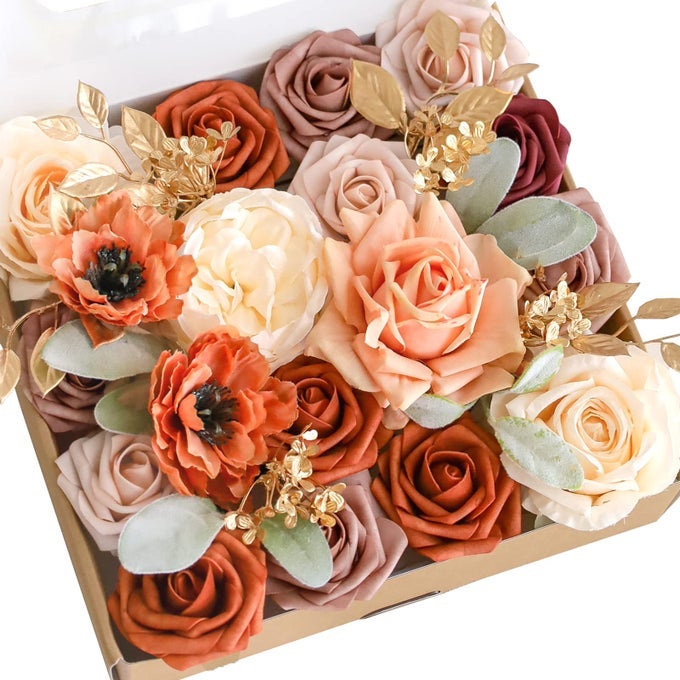 ARTIFICIAL FLOWERS FOR DIY WEDDING DECORATION BRIDAL BOUQUET TABLE CENTERPIECES FLOWER GARLAND FLOWER ARRANGEMENT EXQUISITE TERRACOTTA