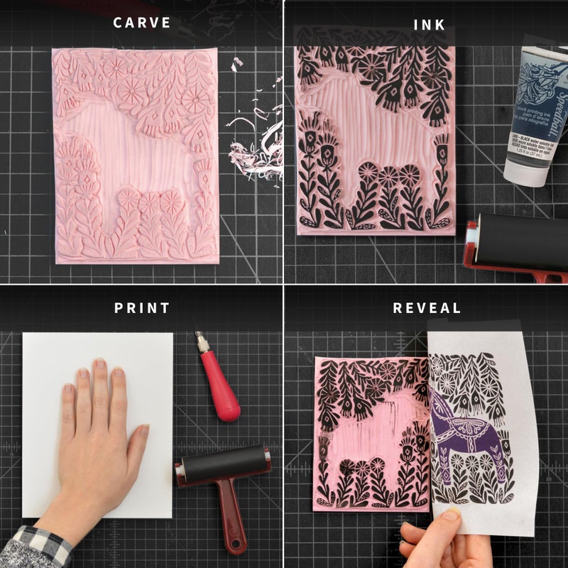 Speedball 3471 Super Value Block Printing Starter Kit â€“ Includes Ink, Brayer, Lino Handle and Cutters, Speedy-Carve - Image 4