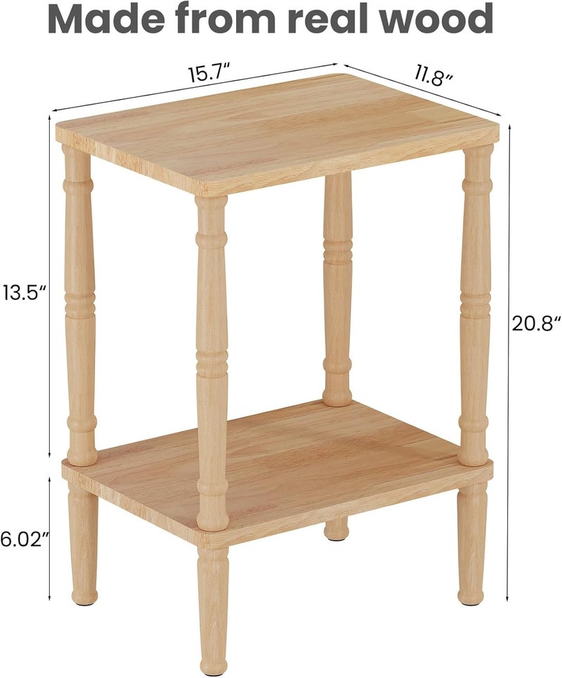 LUCKNOCK Solid Wood Side Table, Small Vintage End Table, Narrow Couch Side Table with Storage, Skinny Nightstand Bedside Table for Small Spaces, Bedroom, Living Room, Farmhouse, No-Tool Assembly. - Image 3