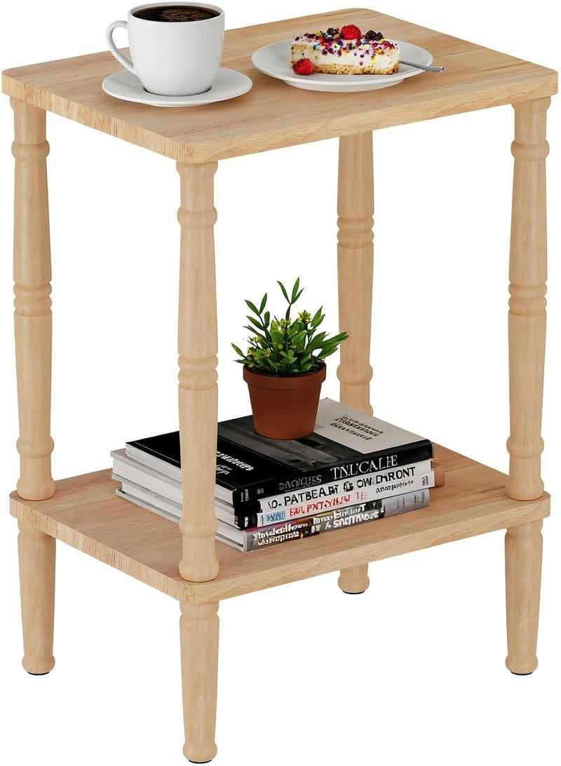LUCKNOCK Solid Wood Side Table, Small Vintage End Table, Narrow Couch Side Table with Storage, Skinny Nightstand Bedside Table for Small Spaces, Bedroom, Living Room, Farmhouse, No-Tool Assembly. - Image 1