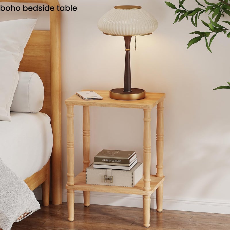 LUCKNOCK Solid Wood Side Table, Small Vintage End Table, Narrow Couch Side Table with Storage, Skinny Nightstand Bedside Table for Small Spaces, Bedroom, Living Room, Farmhouse, No-Tool Assembly. - Image 4