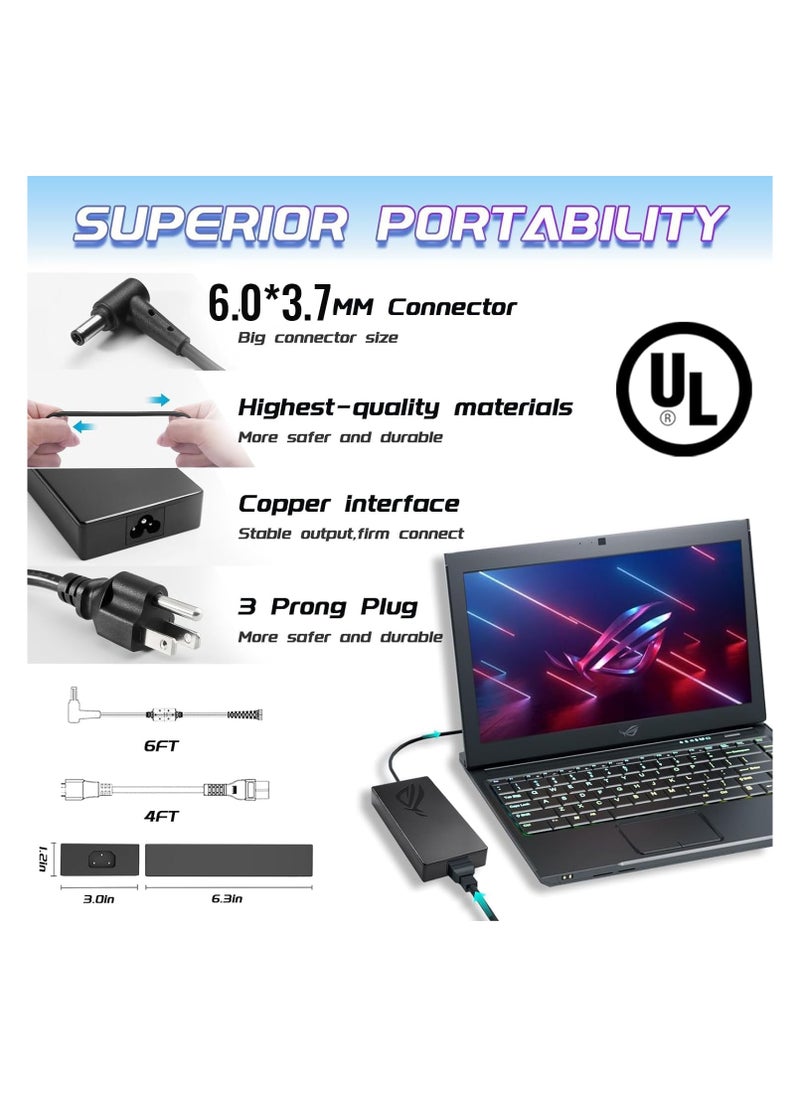 Max Power - 200W ADP-200JB D AC Charger Fit for Asus TUF Dash F15 FX516 FX517 Gaming A15 F17 A17 FX507 FA506 FX706 FA706Q FA707 Strix G15 G17 G513 G713 Hero III G731GW G731GV Zephyrus G15 G16 GA503 GU605 Laptop - Image 1