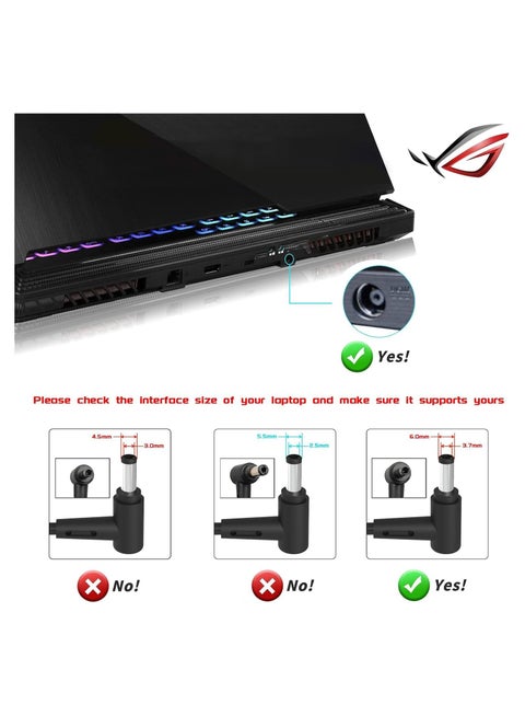 Superer 180W Ladegerät Passend für Asus TUF Gaming F15 F17 FX505 FX516 F705 FX706 A15 A17 FA506 FA566 FA706 TUF505 TUF516 TUF705 TUF706 FA706II FX505D FX506L FX705D FX706H Laptop Netzteil Ladekabel