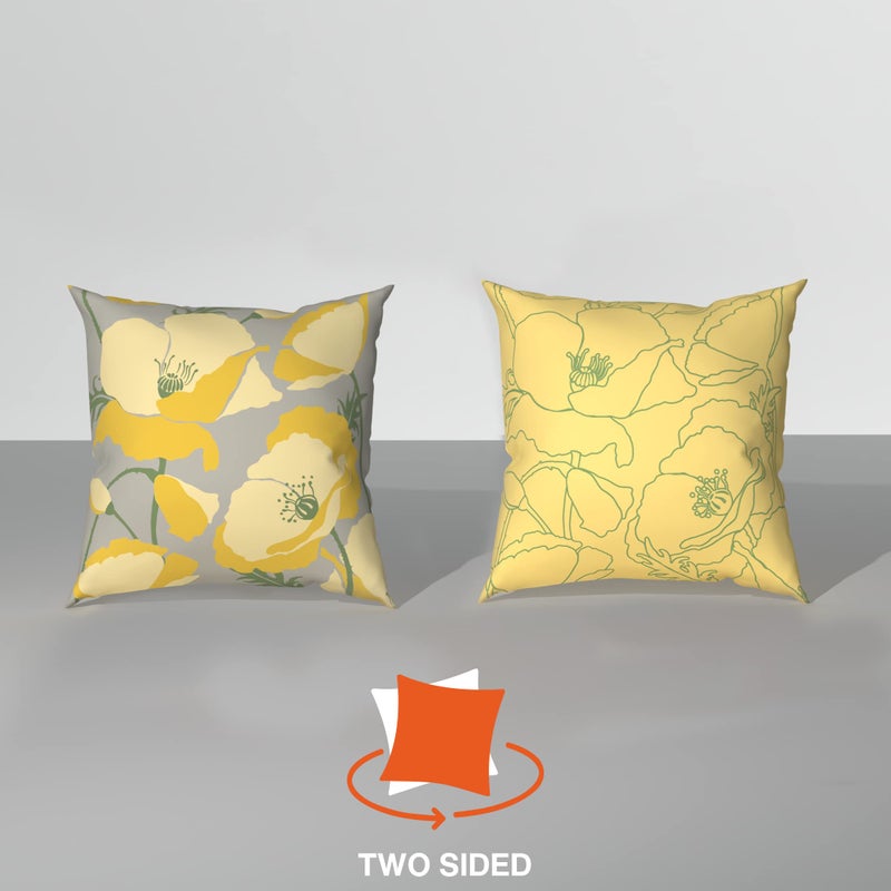Sleepyhead Spring - Digital Printed Dual Sided Floral Cushion Covers/Throw Pillow (16X16, Set Of 5, Green & Yellow)(Canvas), 180 TC, 40.64 cm - Image 5