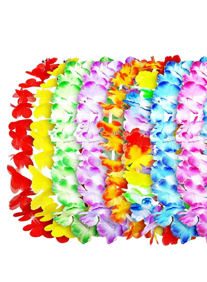 SYOSI 12 Pcs LED Hawaiian Leis Light up Flower, Tropical Glow Necklaces for Kids Adults Hawaii Party Necklace for Supplies Carnival Beach Wedding Masquerade Multicolor  - Image 2