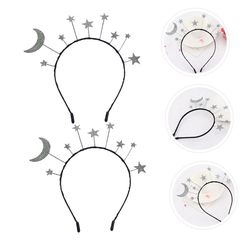 Glitter Star And Moon Hairbands For Women Party Festival Hair Accessories 2 Pack - Image 4