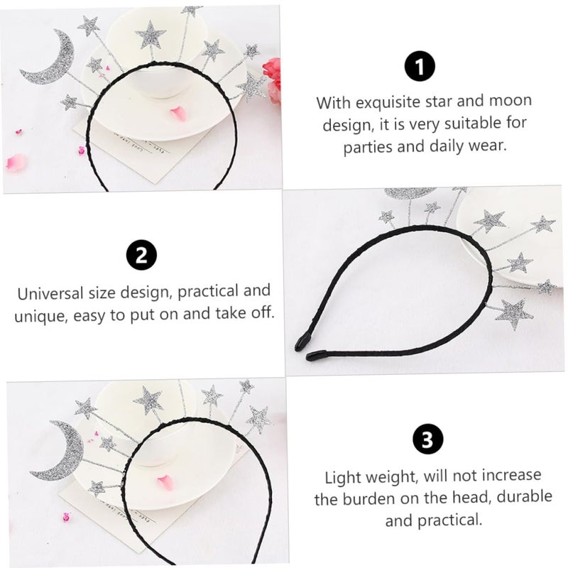 Glitter Star And Moon Hairbands For Women Party Festival Hair Accessories 2 Pack - Image 5