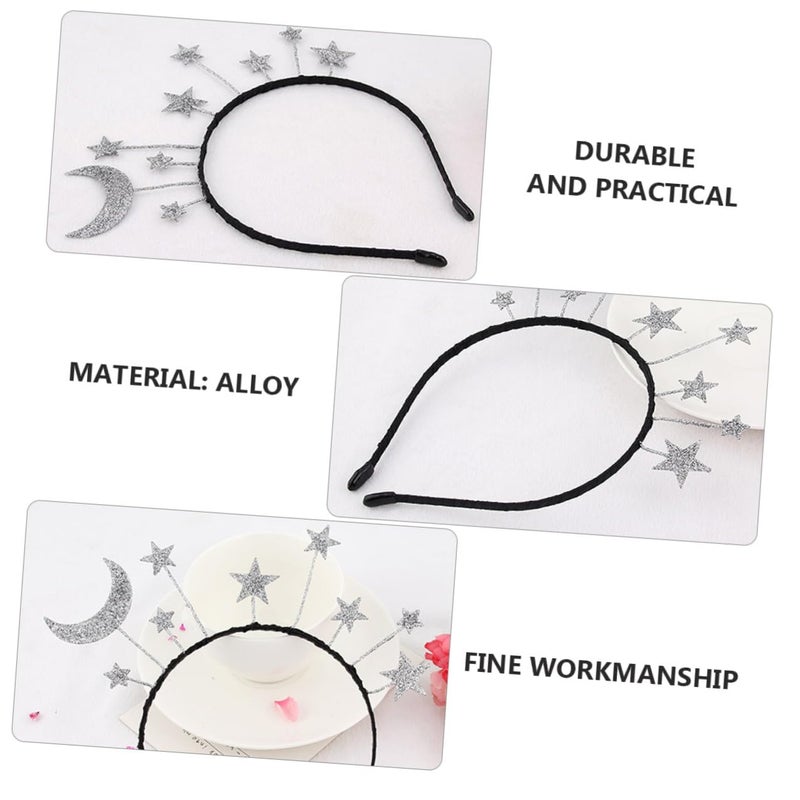 Glitter Star And Moon Hairbands For Women Party Festival Hair Accessories 2 Pack - Image 3