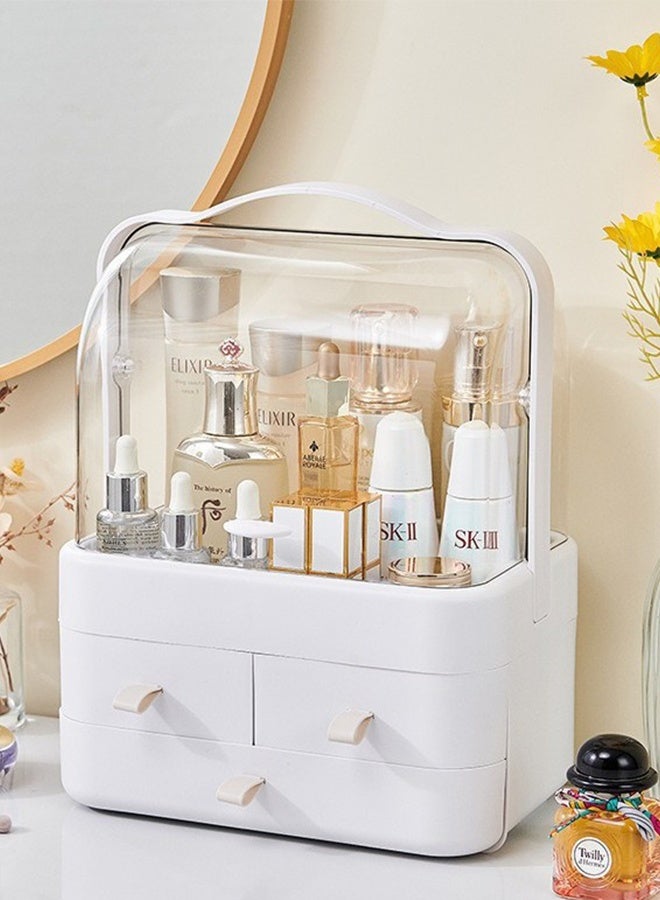 Portable cosmetic case, dust-proof, large-capacity transparent desktop cosmetic storage box, home dressing table, flip-top lipstick storage box - Image 1