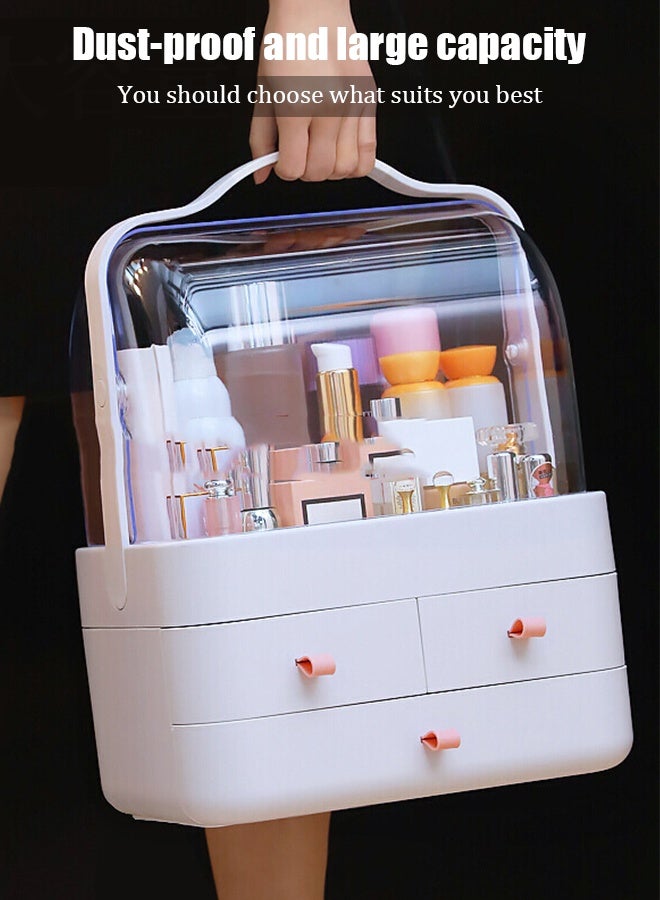 Portable cosmetic case, dust-proof, large-capacity transparent desktop cosmetic storage box, home dressing table, flip-top lipstick storage box - Image 3