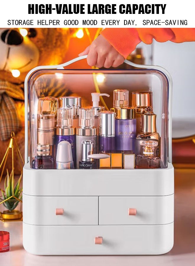 Portable cosmetic case, dust-proof, large-capacity transparent desktop cosmetic storage box, home dressing table, flip-top lipstick storage box - Image 5