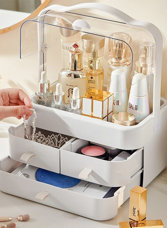 Portable cosmetic case, dust-proof, large-capacity transparent desktop cosmetic storage box, home dressing table, flip-top lipstick storage box - Image 4