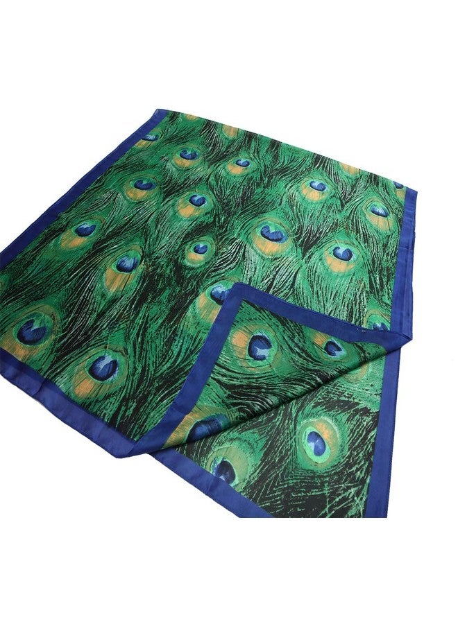 NaSoPerfect Silk Feeling Scarf Large Headscarf Fashion Peacock Pattern Hair Wraps Soft Neck Scarves for Women 70" x 35" - Image 3