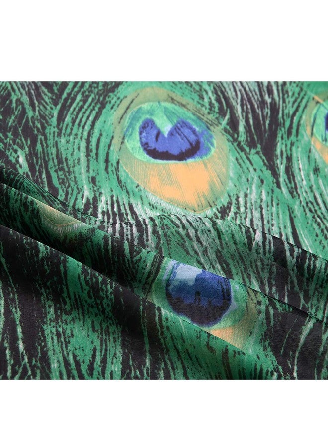 NaSoPerfect Silk Feeling Scarf Large Headscarf Fashion Peacock Pattern Hair Wraps Soft Neck Scarves for Women 70" x 35" - Image 5