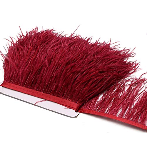 YEQIN 2 Yards Natural & Soft Ostrich Feathers Fringe Trims Ribbon - Used for Dress, Sewing Decoration, Craft Clothing, Boots, Wedding Decoration, DIY, Etc (wine red) - Image 4