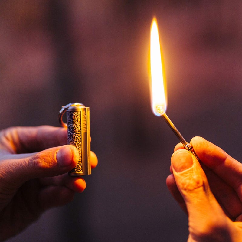 SURVIVE Permanent Match Metal, 2 Pack, Reusable Survival Fire Starter Lighter, Emergency Waterproof Keychain Striker Stick Kit Gold - Image 2