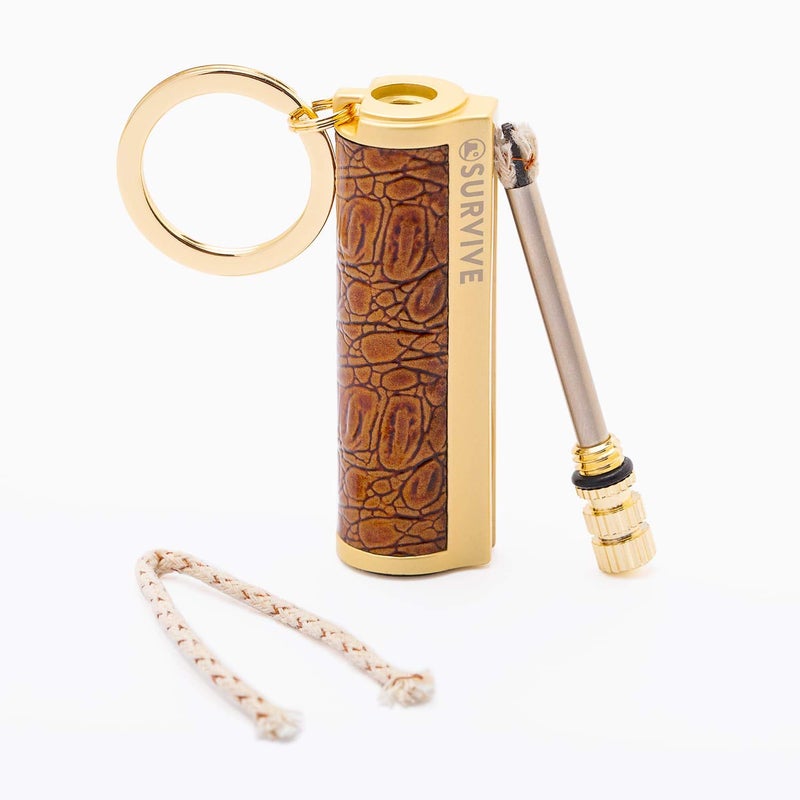 SURVIVE Permanent Match Metal, 2 Pack, Reusable Survival Fire Starter Lighter, Emergency Waterproof Keychain Striker Stick Kit Gold - Image 3