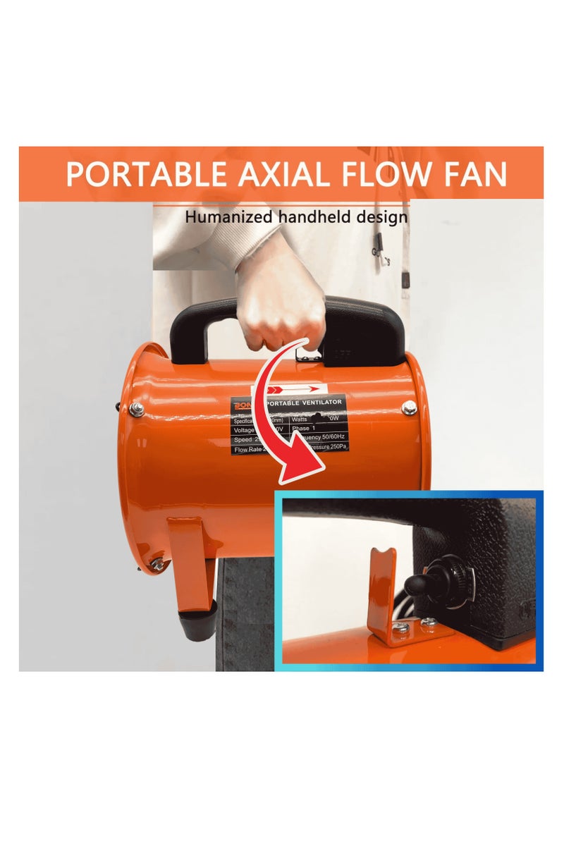 بوناي مروحة تهوية محمولة مقاس ١٦ بوصة - مروحة تهوية صناعية، ١١٠٠-١٥٠٠ واط، تدفق هواء ١٢٨ متر مكعب/دقيقة، ضغط ٤٥٠ باسكال، ٢٩٠٠ دورة في الدقيقة - مروحة تدوير هواء للورش وموقع البناء، BN-HK53 - Image 5