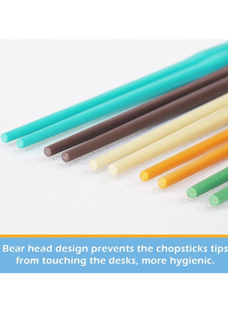 KASTWAVE 10 Pairs Chopsticks, Reusable Dishwasher Safe 9.5 Inches Premium Chop Sticks for Sushi, Ramen, Asian Cuisine, Matte Non-slip, Bear Head Style, Macaron Color - Image 4