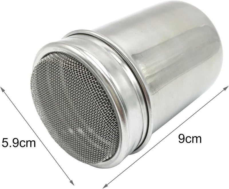 Lofekea Stainless Steel Powder Shakers Coffee Cocoa Cinnamon Shaker Cans Mesh Duster with 16PCS Stainless Steel Barista Coffee Decorating Stencils Template for Latte Cappuccino Cupcake Stencils - Image 5