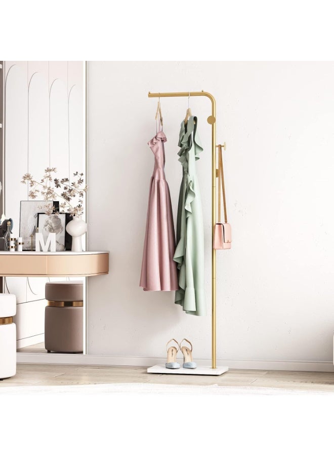 Old_Feller Modern Metal Coat Rack Freestanding ,Coat Stand With 3 Hooks,Perfect for Bedroom, Living Room, Office & Dining. Easy to Clean, Stylish & Durable, Gold&White - Image 4