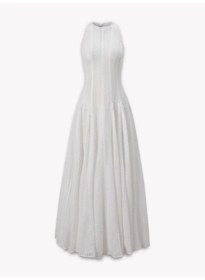 Madam Uniq White Sleeveless Sculpted Hollow - Out Maxi Dress