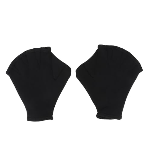 WINOMO 1 Pair Webbed Swimming Gloves Aquatic Traning Fit Paddles Water Resistance Diving Hand Web (Black) - Image 1