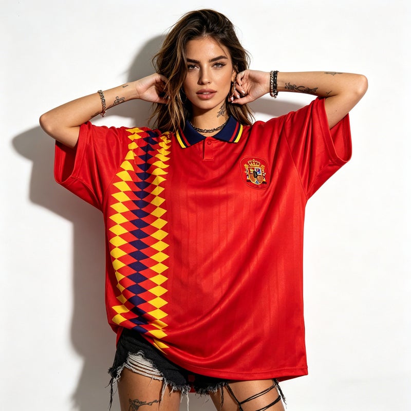 قميص كرة قدم كلاسيكي لمنتخب إسبانيا الوطني - Image 5