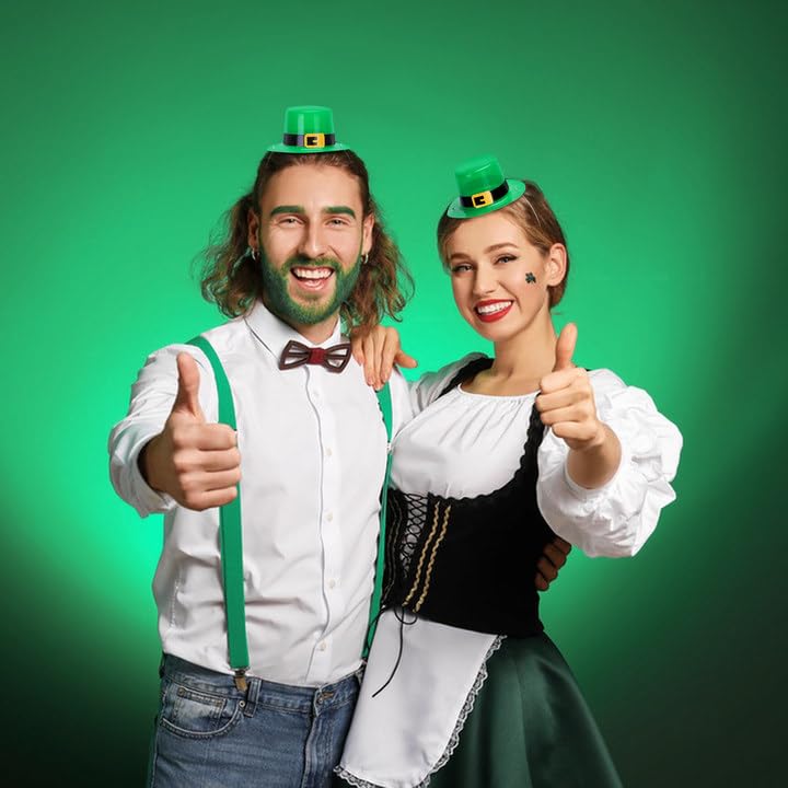 Watayo 12 Pcs Mini Green St. Patrick's Day Top Hats, St. Patrick's Day Mini Party Hats with Buckle, Small Irish Green Top Hats DIY Decoration for St. Patrick Theme Party Decor Dolls Craft Projects - Image 5