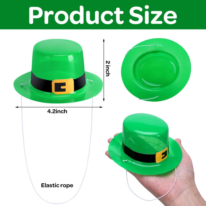 Watayo 12 Pcs Mini Green St. Patrick's Day Top Hats, St. Patrick's Day Mini Party Hats with Buckle, Small Irish Green Top Hats DIY Decoration for St. Patrick Theme Party Decor Dolls Craft Projects - Image 2