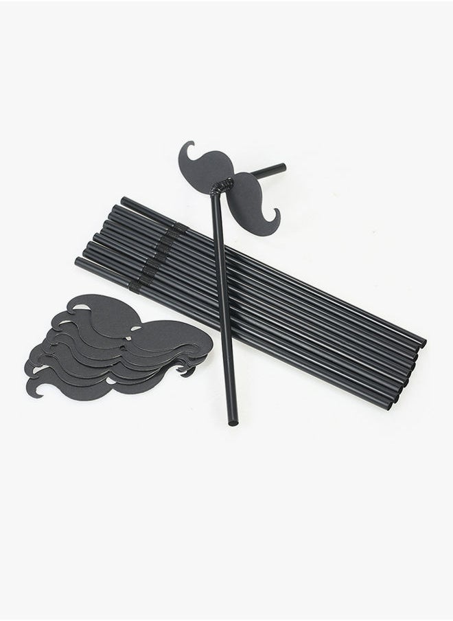 NIBEMINENT - 100-Piece Beard Pattern Drinking Straw Set 21centimeter - Image 1