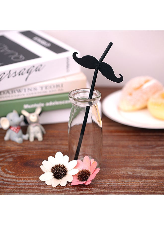 NIBEMINENT - 100-Piece Beard Pattern Drinking Straw Set 21centimeter - Image 1