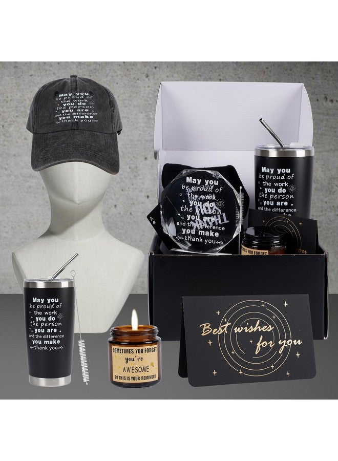 Kolewo4ever Kolewo4ever 9 Pieces Employee Gift Set Christmas Gifts: Best Coworker Gifts Black Box with Tumbler Mens Socks Mens Card Acrylic Thank You Plaques Octagon for Coworkers Employee Farewell Male Friends - Image 4