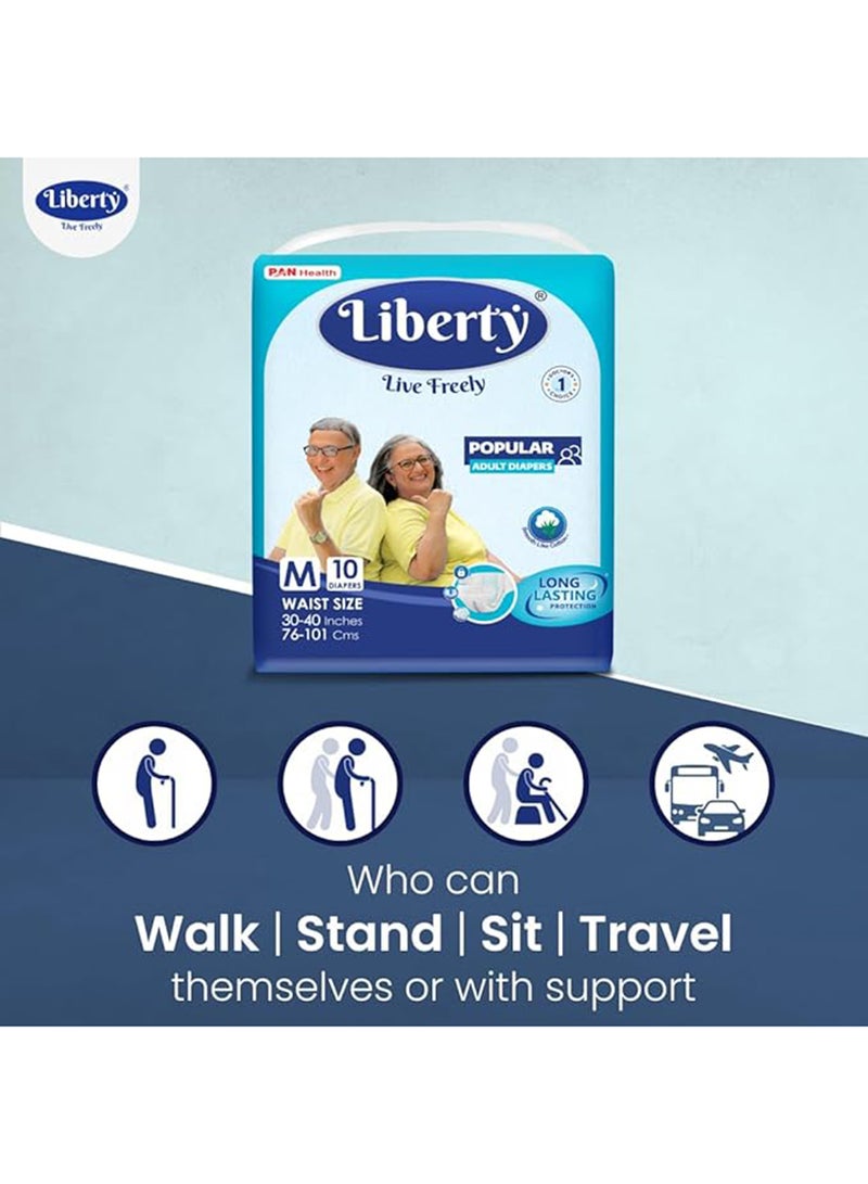 Liberty Popular Adult Diapers Tape Style Large L Size 10 Count Waist Size 101-152Cm 40-60 Inches Unisex Wetness Indicator Pack Of 1 - Image 4